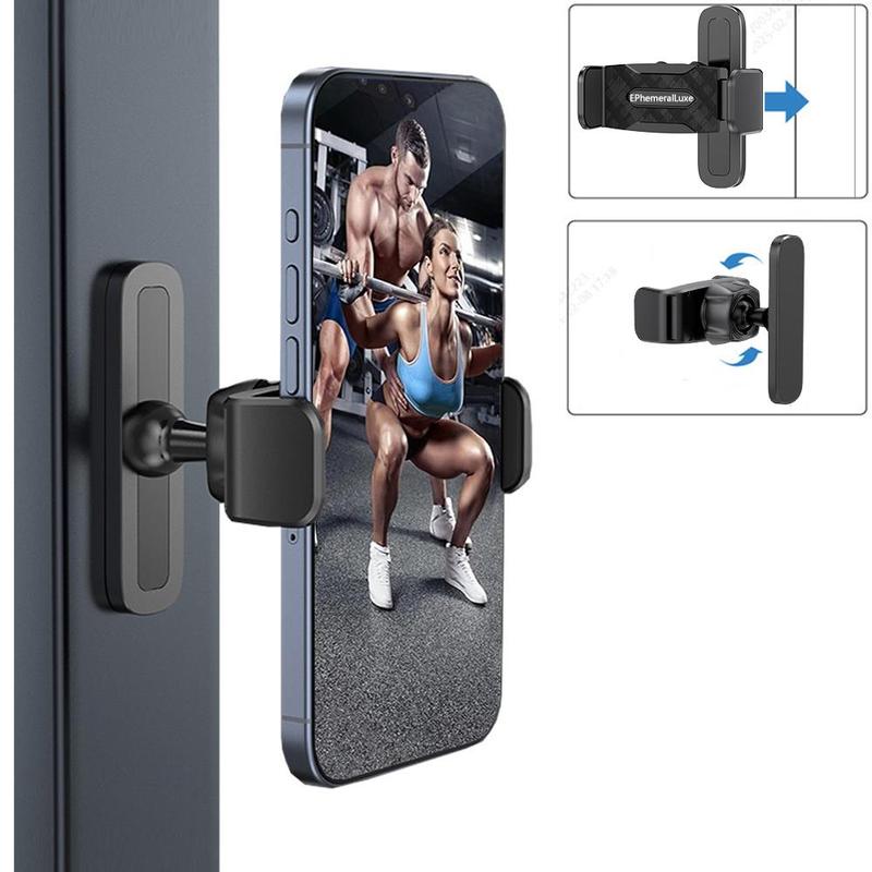 Gym Magnetic Phone Mount, 360° Adjustable Magnetic Phone Holder Attaches to Metal Surfaces, Multi Function Bracket Smartphone and Cellphone Stand, Exercise Equipment Accessories, Universal Smartphone Holder, Phone Accessory Compatible #GLOBAL PICKS