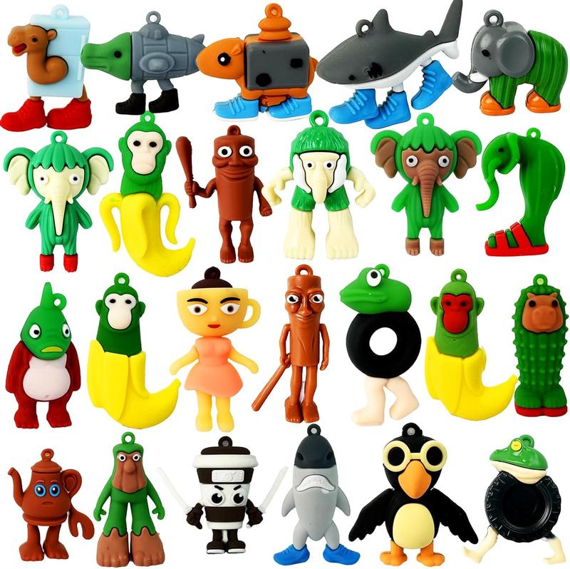 Italian Brainrot Toys 24pcs Tralalero Tralala Meme Shark Figures 2.5in Funny Animals Keychain Decor Summervibes Gifts for Fans Squishy Bag Charms Car Accessories Collector Set Fun Collectibles Silicone Figurines Decorative Figurines