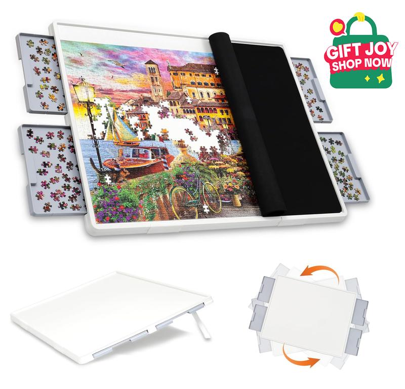 Playboda 1500 Pieces Rotating Plastic Puzzle Board with Drawers and Cover, Portable Jigsaw Puzzle Table for Adults, Lazy Susan Spinning Puzzle Boards (Patent Design) puzzle board Durable #FathersDayGift