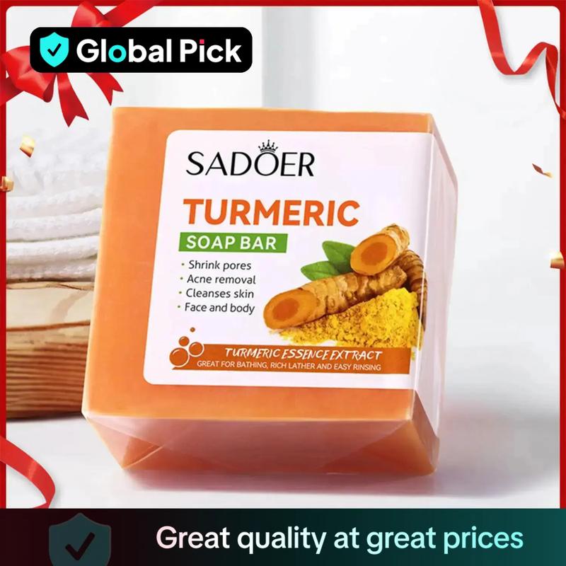 Handmade Turmeric Soap, Natural & Organic Handmade Comfort Soap for Body & Face, Cleansing, Exfoliating & Nourishing Soap for Daily Use, Natural Turmeric Bar Soap, Body Wash Soap, Gift #GLOBAL PICKS