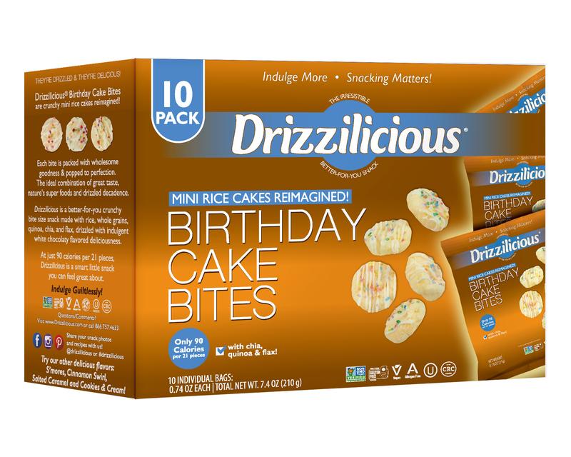 10 Pack - Drizzilicious Birthday Cake Mini Rice Cakes 0.74 oz