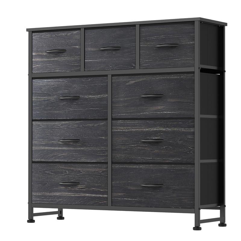 9 Drawers Dresser for Bedroom, Storage Drawers, Fabric Storage Tower  Chest of Drawers with Fabric Bins, Sturdy Metal Frame