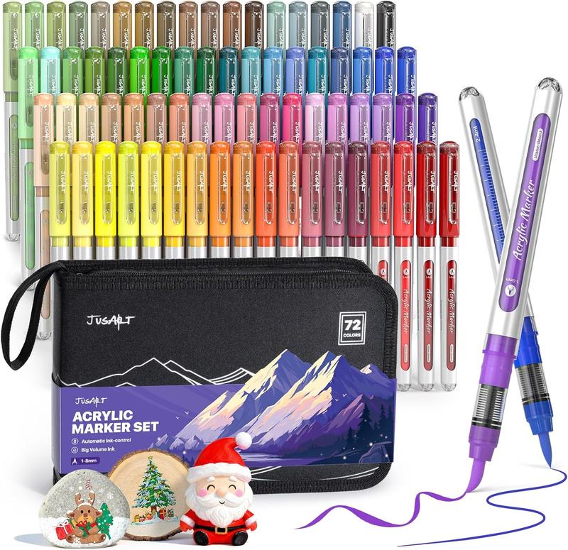 [Summervibes] 72/48/36 Colors Acrylic Paint Markers Set (Painting Bag), Waterproof Flexible Tip Acrylic Markers, Premium Paint Pens for Various Surfaces, Acrylic Paint Markers, Markers for Coloring, Art Supplies, Acrylic Marker, Coloring Supplies