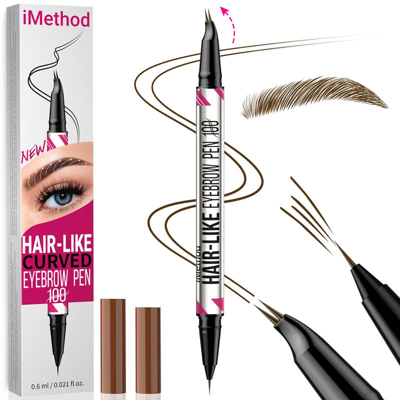 iMethod Curved Eyebrow Pen - Microblading, Liquid,  2-in-1 Dual-Ended with Micro-Fork-Tip Applicator, Waterproof and Long Lasting Makeup Cosmetic