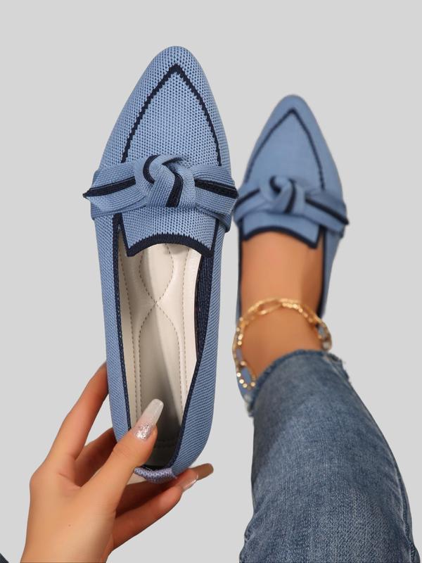 Women's Fashionable Knot Design Slip on Flats, Casual Comfortable Breathable Pointed Toe Flat Shoes for Daily Wear, Lightweight Breathable Shoes for Girls