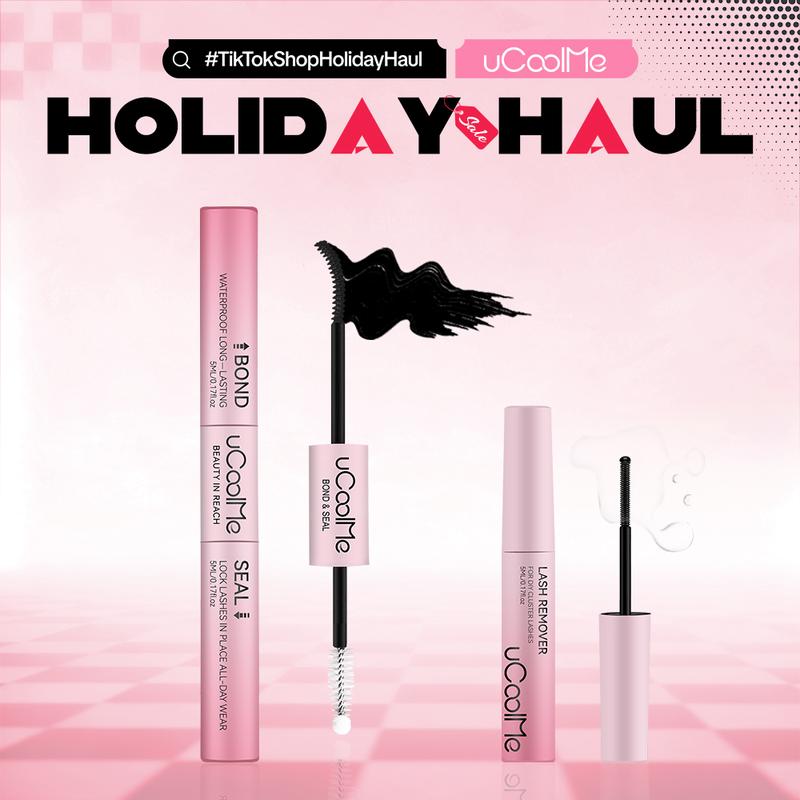[Upgrade New] uCoolMe 2-in-1 Bond & Seal Adhesive, Waterproof Strong-Hold for Cluster Lashes, Beginner-Friendly Makeup Essential, Includes Remover Summervibes