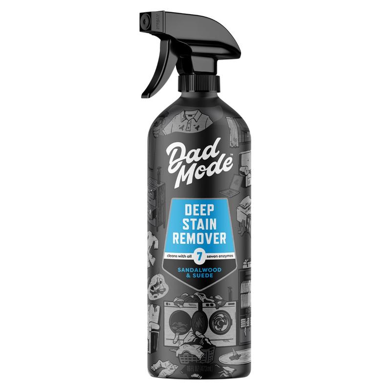 DadMode Deep Laundry Stain Remover & Odor Eliminator - 7-Enzyme Extreme Mess Cleaner - Sandalwood & Suede Scented - 16oz (LVO), Stain Treater Spray, Enzyme-Powered
