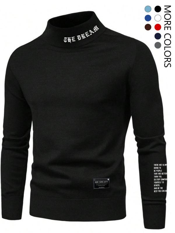 Men's Letter Print Stand Collar Sweatshirt, Regular Fit Casual Long Sleeve Pullover for Fall & Winter, Men's Clothes for Daily Wear