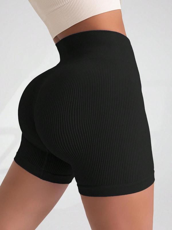 Women's Solid High Waist Sports Shorts, Sporty Quick Drying Skinny Shorts for Yoga Gym Workout Running, Women Sport & Outdoor Clothing for Summer, Summer Outfits 2024