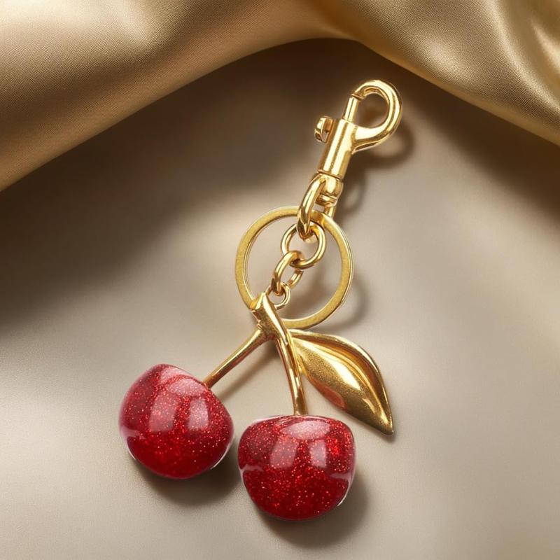 Keychain Cherry Bag Charms Purse，Key Chains Women Cute - Car key Accents for leather handbags，Adorable Add - ons for Your Essentials