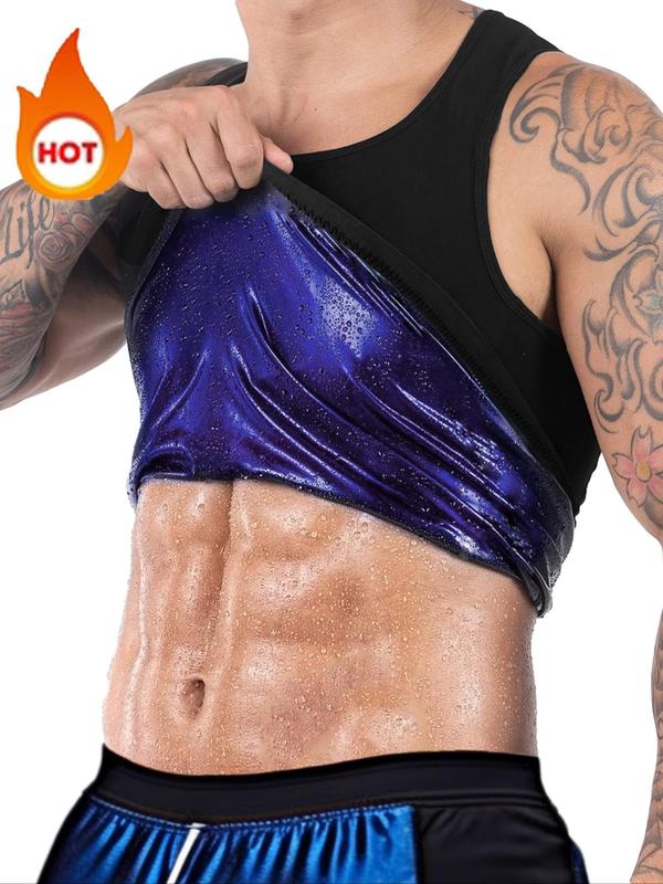 Men's Round Neck Sauna Tank Top, Slim-fitting Sleeveless Sports Top, High Stretch Workout Gym Exercise Top for Men, Workout Sportswear, Sweat Vest, Tight Sports Vest