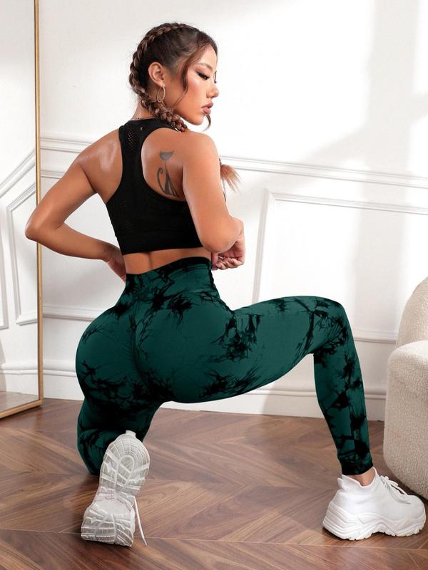 Women's Tie Dye High Waist Scrunch Sports Leggings, Compression Yoga Pants, Casual Comfy Workout Leggings, Summer Outfits 2024, Gym Outfits Women, Workout Tights