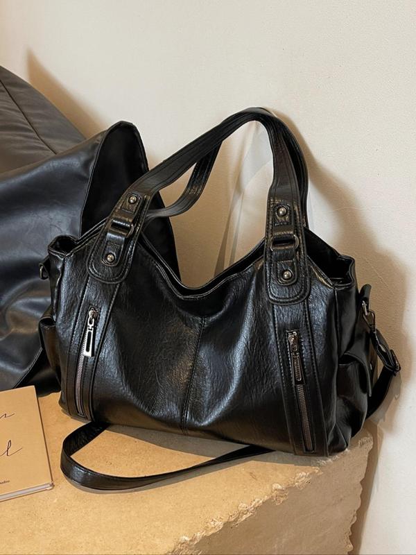 Women's punk style rivet decoration handbag fashionable large capacity shoulder bag, suitable for daily use, casual trendy commuter bag, niche design Halloween shoulder bag，fashionable shopping bag for gifts, Crossbody Shoulder Bag