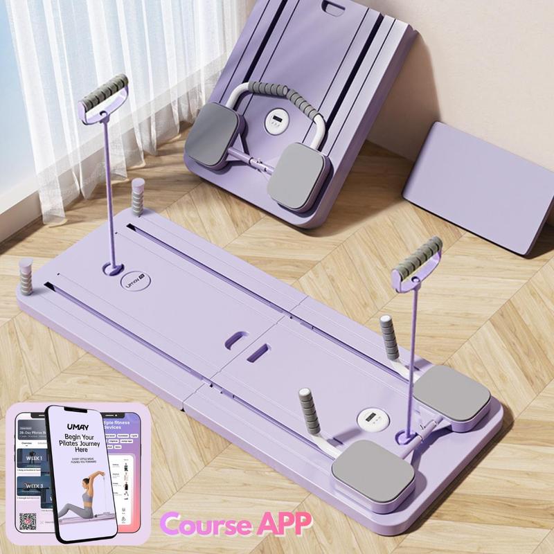 UMAY Pilates Board with Yoga Socks - Pilates Equipment Set, Multifunctional Foldable Home Pilates Board, 5-in-1 Pilates Skateboard