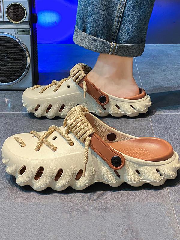 Men's Casual Hollow Out Design Clogs, New Style Comfortable Breathable Clogs for Men Student, Fashionable Shoes for Summer Beach Vacation, Unique Sandals, Thick Bottom Slippers, Eva Slippers