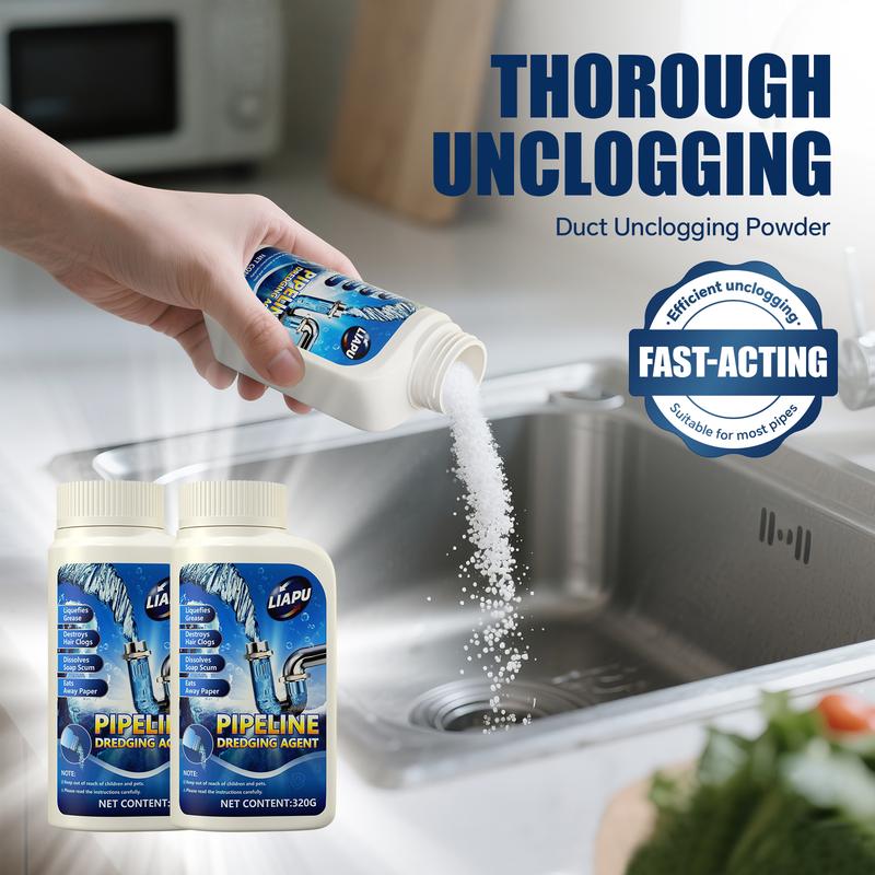Liapu Powerful Pipe Cleaning Agent - Household Kitchen Cleaning Supplies, Toilet Clog Remover, Powerful Cleaning Solution That Dissolves 200+ Blockages and Kills 99% of Bacteria