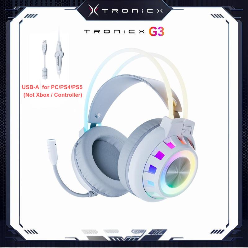 [Stock Up] TAGRY TRONICX Immersive G3 Wired PC Gaming Headset Gamer Gifts for him with 50mm Driver, Noise Cancelling Mic, USB-A Headset with 7.1 Surround Sound, Control Box for Xbox/PC/PS5 Console/Switch Dock Mode Gaming Console