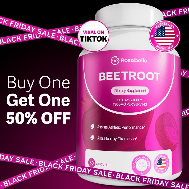 Rosabella Organic Beetroot Capsules (1300mg) for Blood Flow & Heart Health