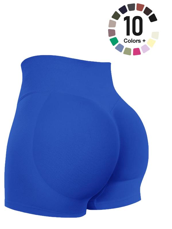 Women's Solid Ruched High Waist Sports Shorts, Breathable Comfortable Seamless Skinny Shorts, Ladies Sportswear for Indoor Outdoor Wear