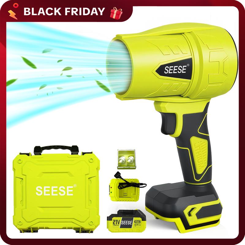 SEESE Cordless Leaf Blower Turbo Fan, Pure Copper Motor with Battery, Cordless High-Power Air Duster, Handheld Dryer for Car, Car Drying After Wash, Snow Removal,Holiday gifts