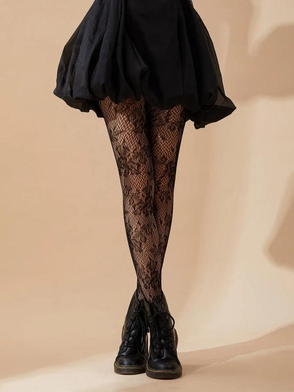 Women's Floral Lace Fishnet Tights, Elegant Comfy Breathable Nylon Pantyhose for Daily Wear, Party, Summer Outfits 2024, Ladies Socks for All Seasons
