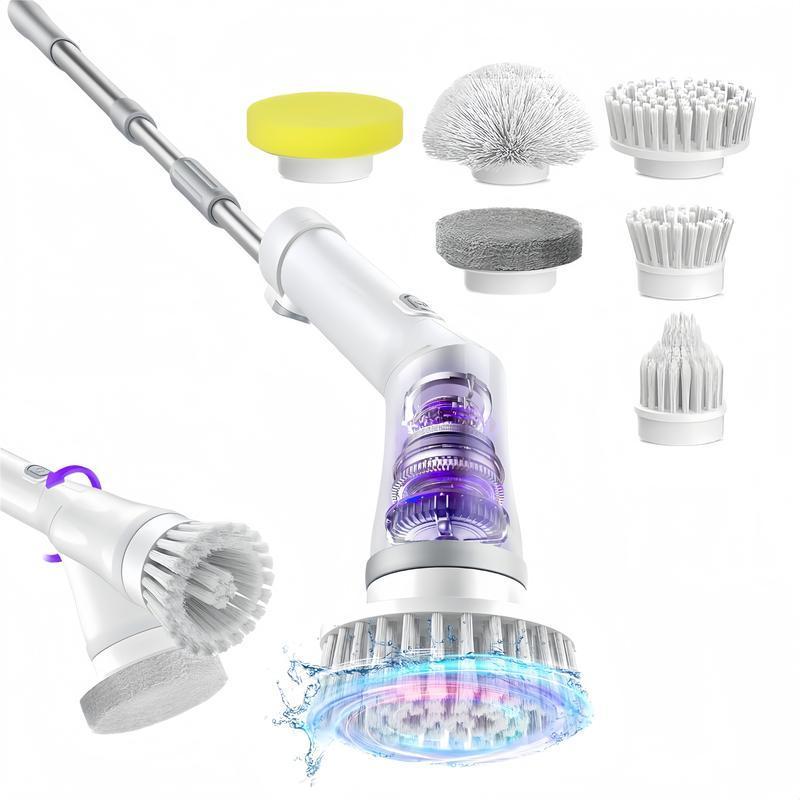 Electric Spin Scrubber with 6 Heads, Bathroom Scrubber, Handheld Electric Brush, Cordless Spinning Scrub Brush, Scrubbing Spin Brush Cleaner for Bathroom Bathtub Tile Floor Kitchen Sink Cleaning, Portable Cleaning Brush