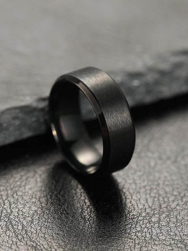 Summer 2024 Simple Design Plain Stainless Steel Ring, Textured Band Ring, Daily Casual Versatile Unisex Design Accessories for Women Men