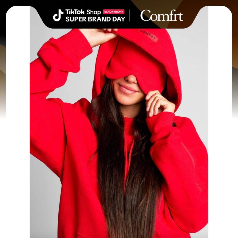 Comfrt | Airplane Mode Travel Hoodie | Oversized Hoodie With Eye Mask For Travel & Airport Style