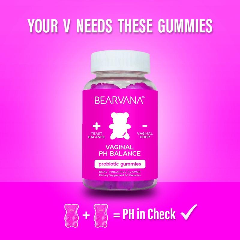 BEARVANA PH Balance Gummies - Women's Real Pineapple Flavored Vaginal Supplement - One Month Supply - Probiotics Edible Dietary Healthcare Vitamins - Optimum Fitness