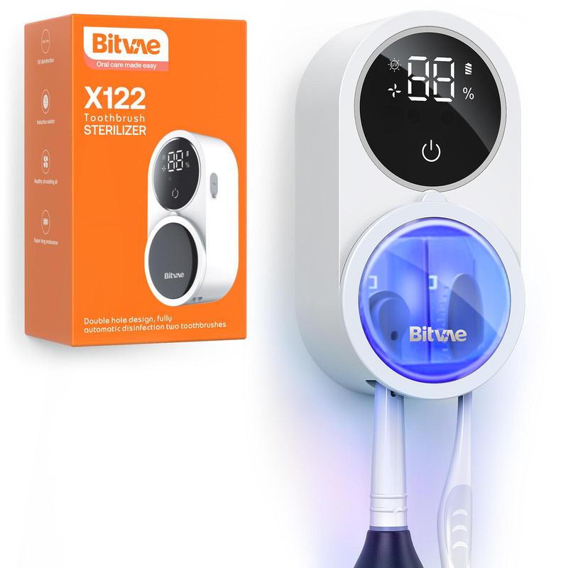 Bitvae X122 Toothbrush Cleaner, Sanitizer, LED Smart Screen, Rechargeable Wall Mount Toothbrush Holder, Oral Care, Automated