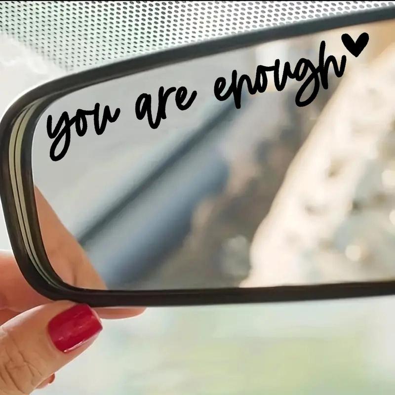 Car Rearview Mirror You Are Enough Sticker, Rearview Mirror Decal Sticker for Cars, Reflective Stickers, Windshield Sticker, Rear Side Decal, Car Accessories, Decals for Truck, Automotive, Universal Car Sticker, Vehicle Exterior Decoration