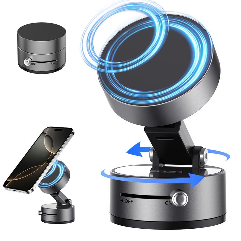 Vacuum Magnetic Suction Phone Holder,XO Upgraded 360° Adjustable Suction Cup Car Phone Mount,Hands-Free Cell Phone Holder for Car/Gym/Mirror/Smooth Surface,Compatible with iPhone 17/16/15/14/13/12 Series