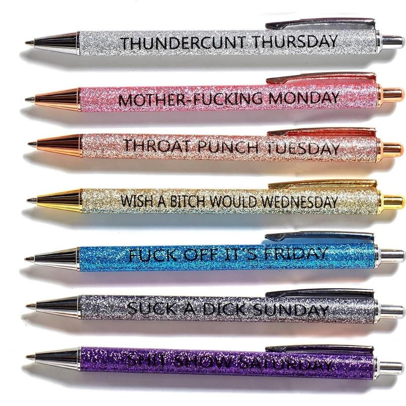 Funny Glitter Design Ballpoint Pen, Seven Days Of The Week Pen Describing Mentality, Holiday Gift Pen, Black Ink 1.0mm Gift Pen, Cute Pen Office Supplies for Women