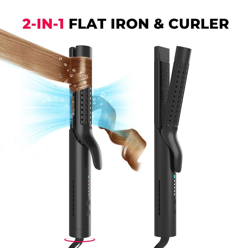 TYMO AIRFLOW 2-in-1 Hair Straightener & Curler — 360° Cooling Air Curler with Tourmaline Coating, Negative-Ion, 5 Temp Settings, Multifunctional Styling Tool, Gift Box Ready; Heat Free Styler; Heatless Curling Iron; Hair Volumizing Iron Hair Waver