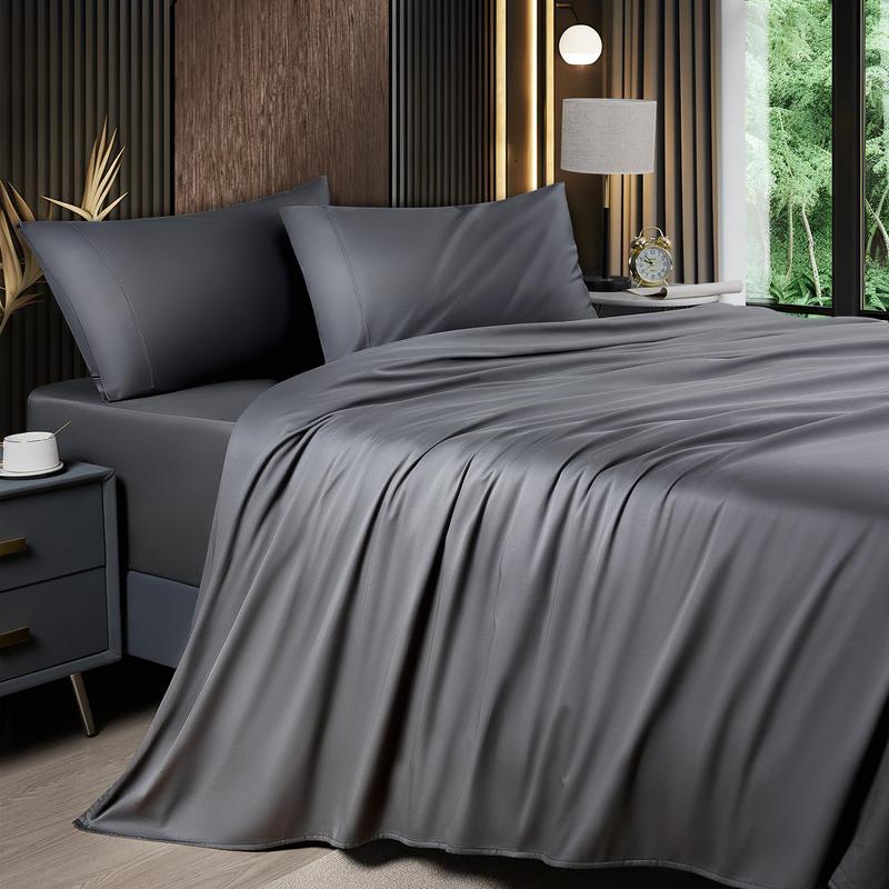Shilucheng Bamboo Sheets Set 4/6 Pc,Cooling Breathable & Hotel Luxury Super Silky Soft, 16'' Deep Pocket, Wrinkle, Fade Resistant Springtok Summervibes