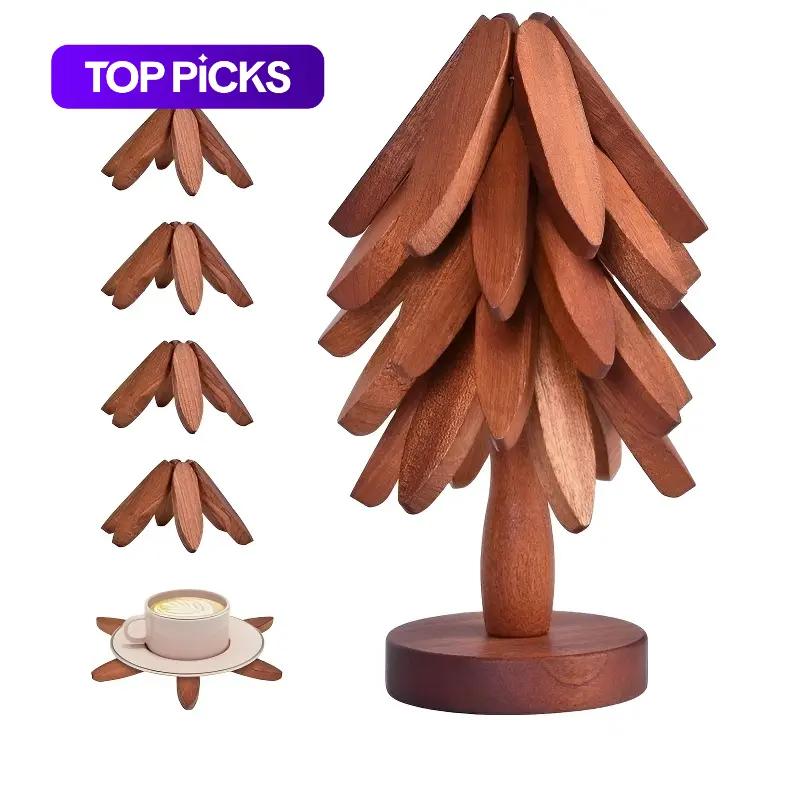 2026-Wooden Trivet Set – Tree-Shaped, Heat-Resistant Kitchen Decor & Protector (For Pots, Bowls, Coffee & Tea Pots)