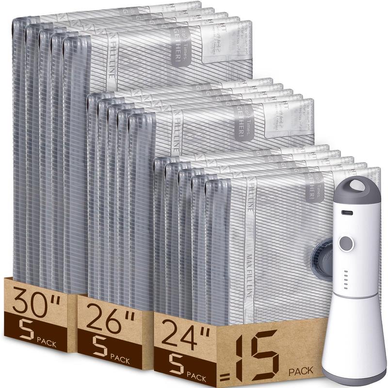 ãMother's Day Gifts ideas ãVACBIRD [2026 Upgraded] X7 Cordless Vacuum Bag Set Vacuum Bags for Travel with Rechargeable  Pump, 15 Pack Carry-on Packing Bags for Luggage and Suitcase, Space Saver for Clothes and Clothing Travel Zipper Pouches Lightweight