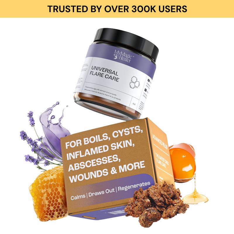 MyMagicHealer Universal Flare Care | Sudden & Recurring Skin Flare Ups | Great for Cysts, Boils, HS, Chaffing & Friction Irritation | For Red, Irritated & Reactive Skin