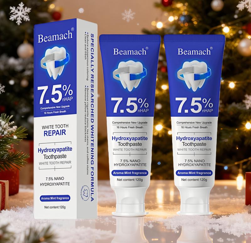 Beamach Hydroxyapatite Toothpaste 7.5% for Enamel Repair & Teeth Whitening Refreshing Flavor Fluoride-Free 4.23oz Gentle Formula for Sensitive Teeth Care