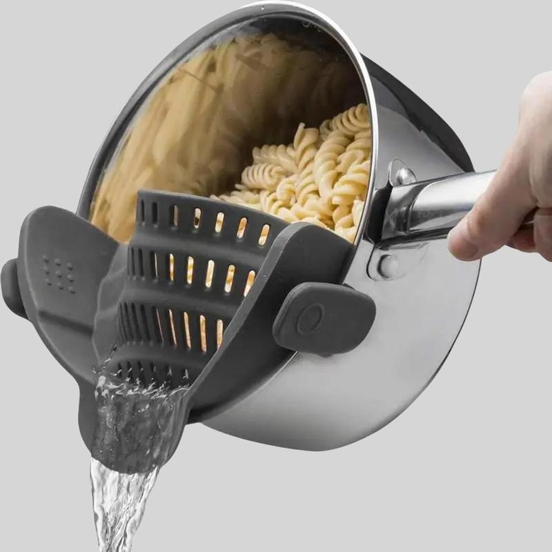 Silicone Pot and Pasta Strainer, 1 Count Adjustable Silicone Clip on Food Strainer Clamp for Kitchen Cooking Pot