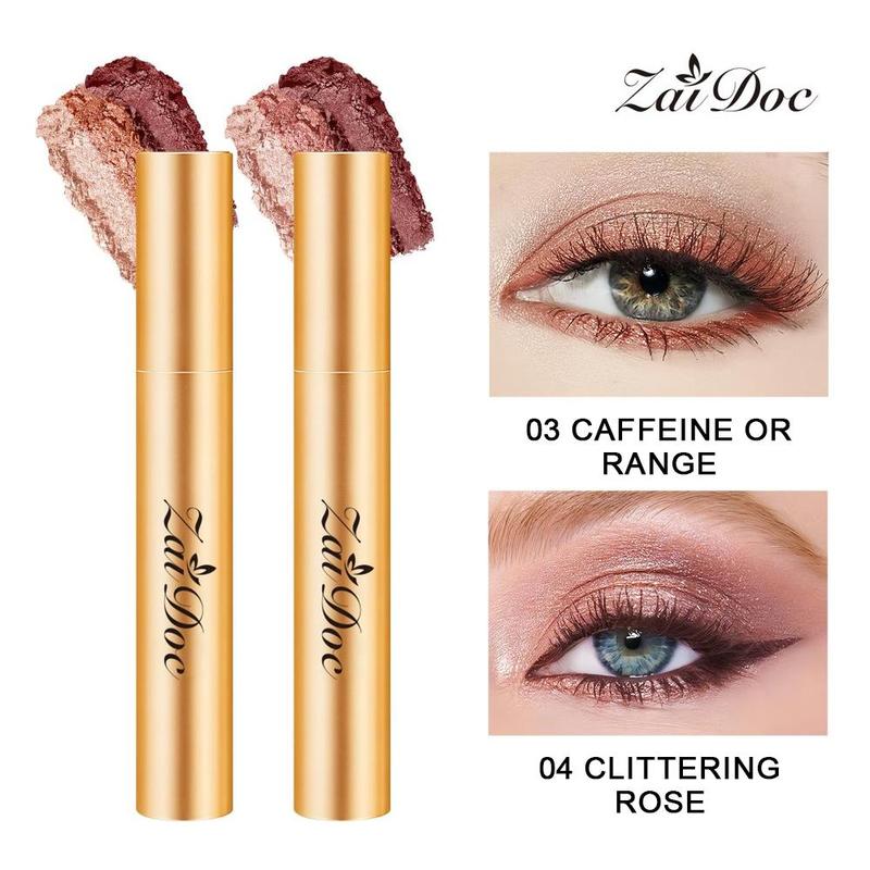 3-in-1 ZaiDoc Easy Eyeshadow Stick for Beginners,SmudgeProof in Seconds, One-Stroke Application,Creamy Shimmer Trio Eyeshadow Stick Waterproof Longwear Liquid Eyeliner Color Changing Lip Oil Trio Waterproof Shiny Diamond Eyeshadow