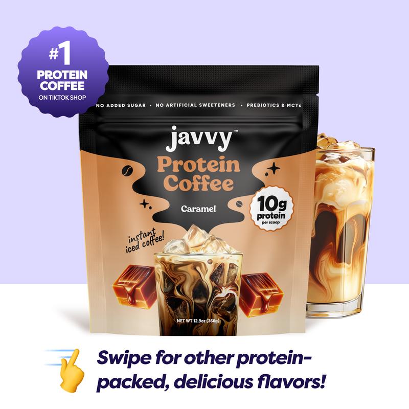 Caramel Protein Iced Coffee - Premium Whey Protein & Instant Iced Coffees - 100% Natural Cold Brew - Zero Artificial Flavors & Sweeteners, 80 mg Caffeine Per Serving, No Added Sugar, 20 Servings