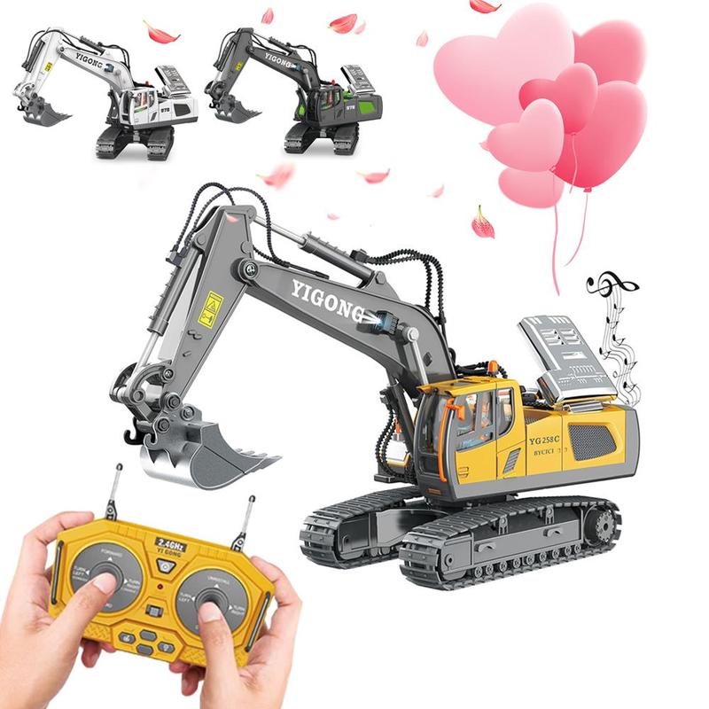 Remote Control Dump Truck Excavator Toys, 1 Set 11-channel Engineering Truck with Music & Metallic Shovel, Construction Vehicle Toys, Excavator Kids Toys Room Decor, Decorative Boys Room Accessories, Gift for Boyfriend, Men's Gift, Playtime