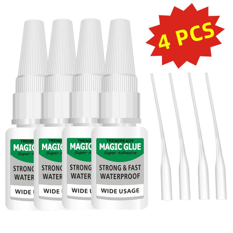 4PCS All-Purpose Super Glue, Cyanoacrylate Nail Glue Magic Glue Shose Glue Welding High-Strength Glue Super Glue Gel, Strong & Instant Bond, Fast Dry, Repair Glue for Shoes, Ceramics, Porcelain, Metal, Plastic, Wood, Leather, Glass, TRENDREADY