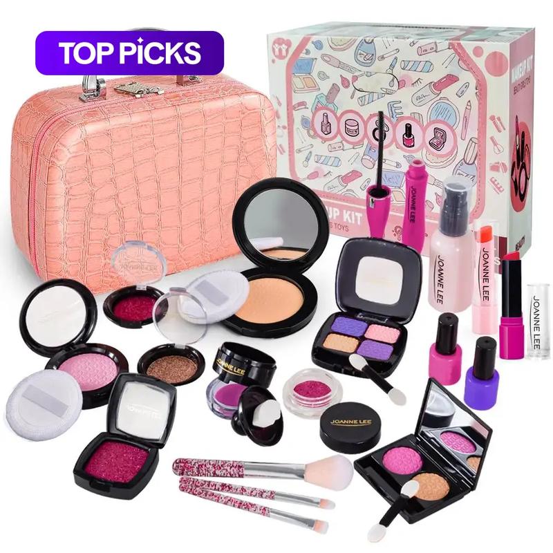 21pcs kids pretend makeup toy set, with mirror makeup bag, fake cosmetic toys, kids pretend play gift, Pretend play accessories, Lifelike(non-coloring), safe and fun, suitable for girls 3+
