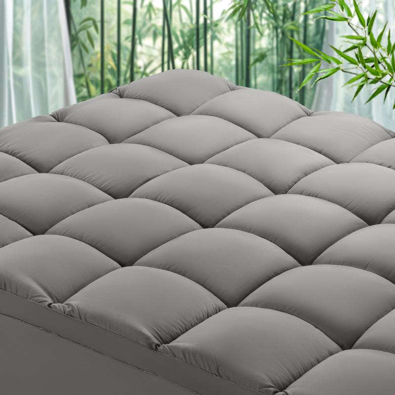 Shilucheng Cooling Supportive Bamboo Viscose Mattress Topper, 8-21 Inch Fit, Back Pain Relief, Breathable Quilted Brushed Ultra Soft, Deep Pocket, Machine Washable outdoorfun