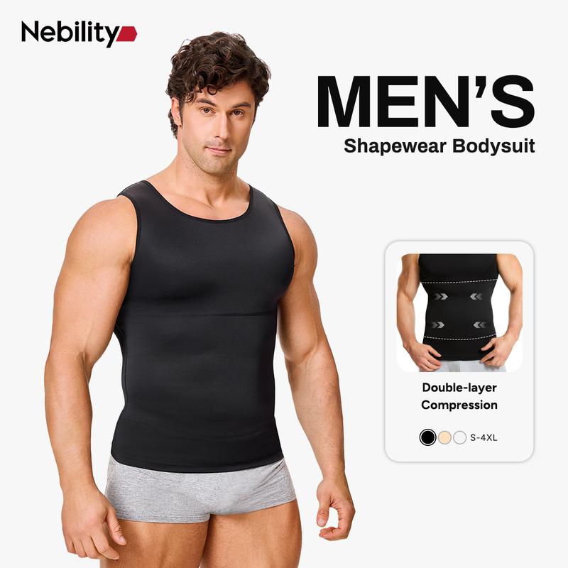 Nebility Men’s Silky Soft Compression Shapewear Tank, Slimming Body Shaper Vest with Waist & Chest Support, Stretchy, Odor-Resistant, Breathable Muscle Tank for Daily Comfort, Menswear, Tanktop#SwimWeek