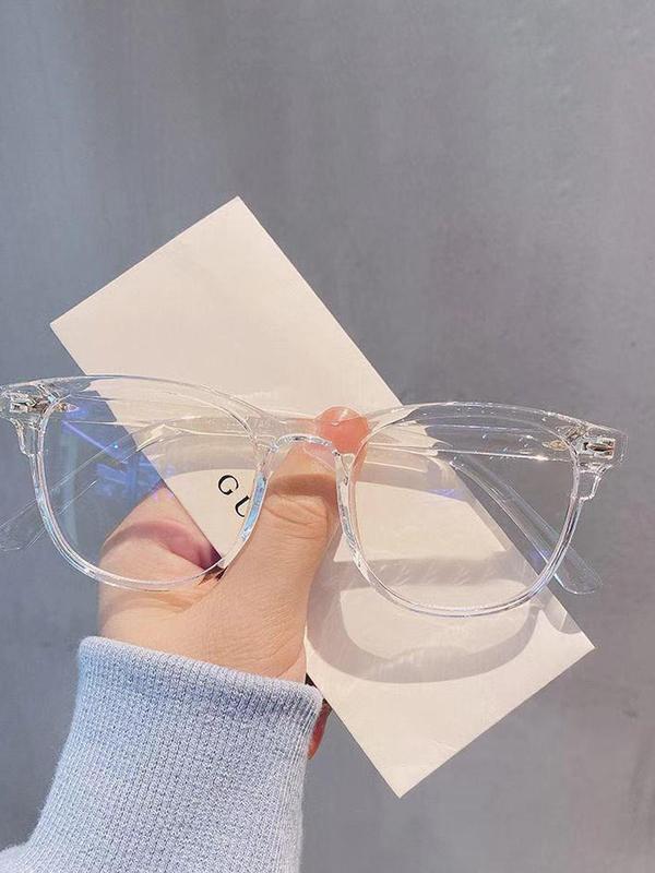 Summer Simple Eyeglasses for Men and Women, Fashion Transparent Square Frame Eyeglasses with Anti-blue Light Lenses for Everyday Use, Fashion Accessory, Square Frames Eyeglass, Casual Eyeglasses