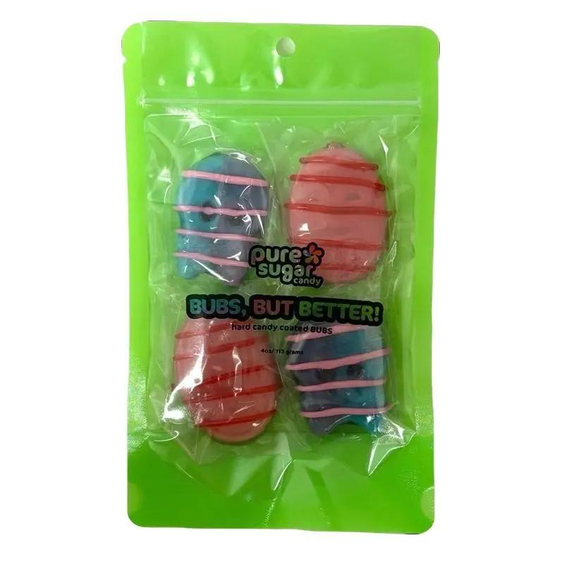 Swedish, But Sweeter! HARD CANDY COATED Swedish Gummies - DIZZY SKULL W/ BLUE RASPBERRY COATING, STRAWBERRY/POMEGRANATE OVAL WITH STRAWBERRY CANDY COATING, TUTTI FRUTTI ROMB WITH LEMON CANDY COATING, BANANA CARAMEL OVAL WITH BANANA CANDY COATING Bonbon Bi