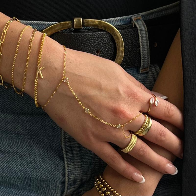 EVRY JEWELS Gold or Silver Plated Women's Hypoallergenic Viral Hand Chains: Anti Tarnish